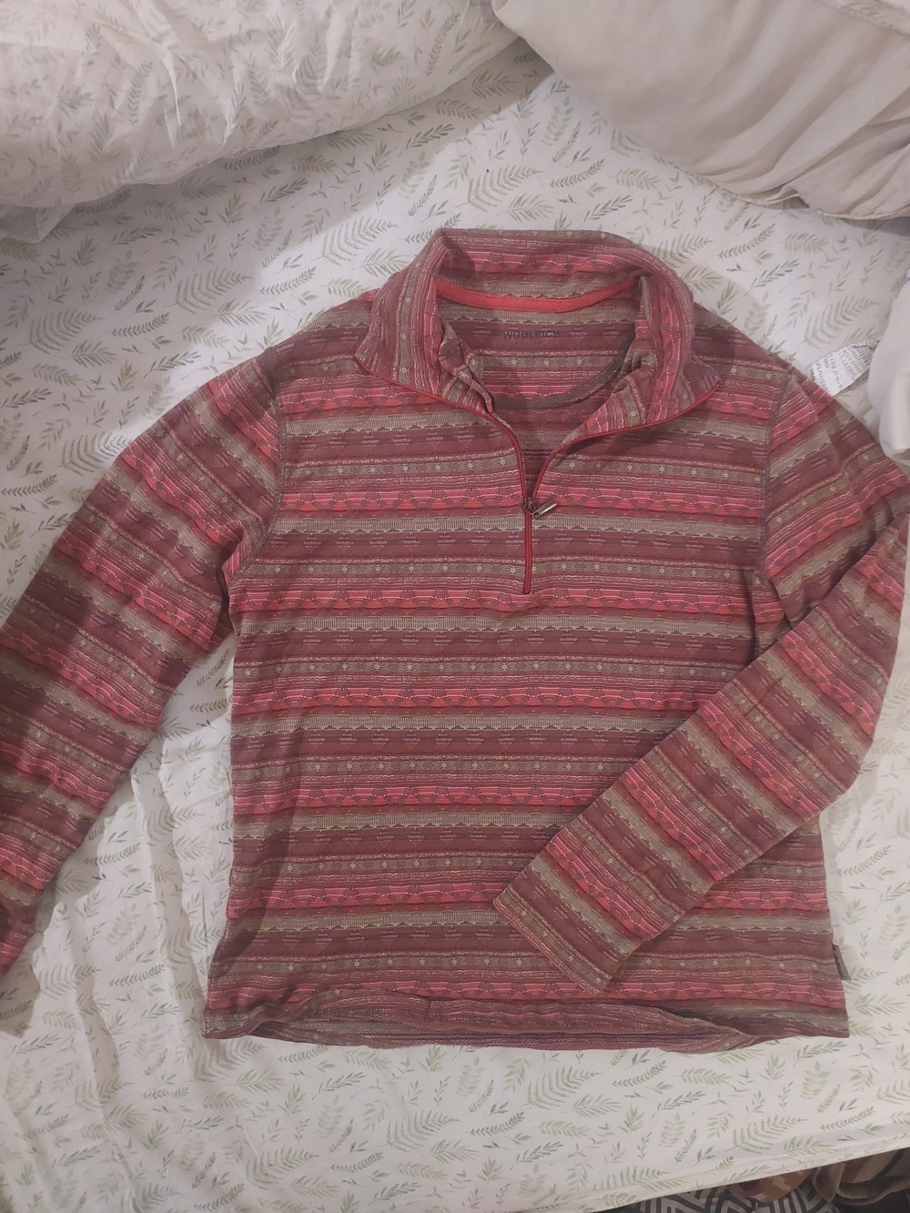 Woolrich Women's Lightweight Quarter Zip Pullover Top 100% Cotton